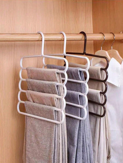 12/10/8/4/3/1pc Space-Saving 5-Tier Plastic Pants Rack, Storage Rack, Closet Organizer For Pants, Skirts, Wardrobe Storage And Balcony Drying, For Skirts, Scarves, Home Storage, Home Organization Accessories