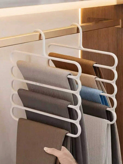 12/10/8/4/3/1pc Space-Saving 5-Tier Plastic Pants Rack, Storage Rack, Closet Organizer For Pants, Skirts, Wardrobe Storage And Balcony Drying, For Skirts, Scarves, Home Storage, Home Organization Accessories