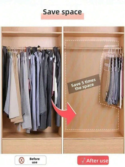 12/10/8/4/3/1pc Space-Saving 5-Tier Plastic Pants Rack, Storage Rack, Closet Organizer For Pants, Skirts, Wardrobe Storage And Balcony Drying, For Skirts, Scarves, Home Storage, Home Organization Accessories