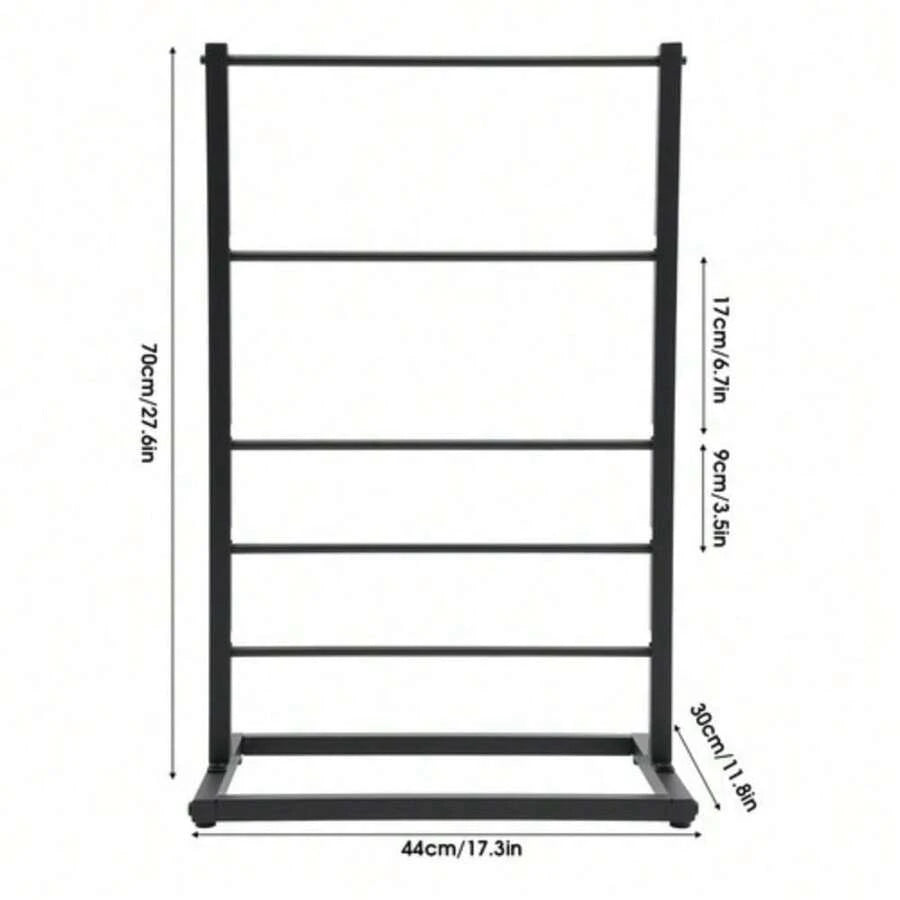 RustyVioum 5 Tier Freestanding Storage Rack, Multifunctional Organizer Shelf For Ribbon, Scarf, Towel, Craft Room, Gift Shop, Durable Black Iron Floor Standing Display Rack