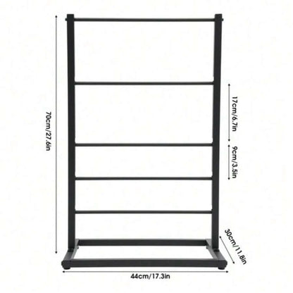 RustyVioum 5 Tier Freestanding Storage Rack, Multifunctional Organizer Shelf For Ribbon, Scarf, Towel, Craft Room, Gift Shop, Durable Black Iron Floor Standing Display Rack