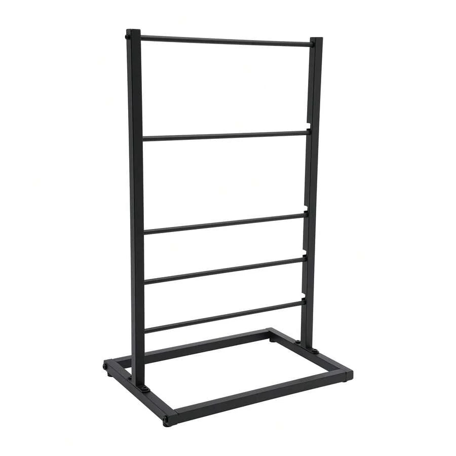 RustyVioum 5 Tier Freestanding Storage Rack, Multifunctional Organizer Shelf For Ribbon, Scarf, Towel, Craft Room, Gift Shop, Durable Black Iron Floor Standing Display Rack