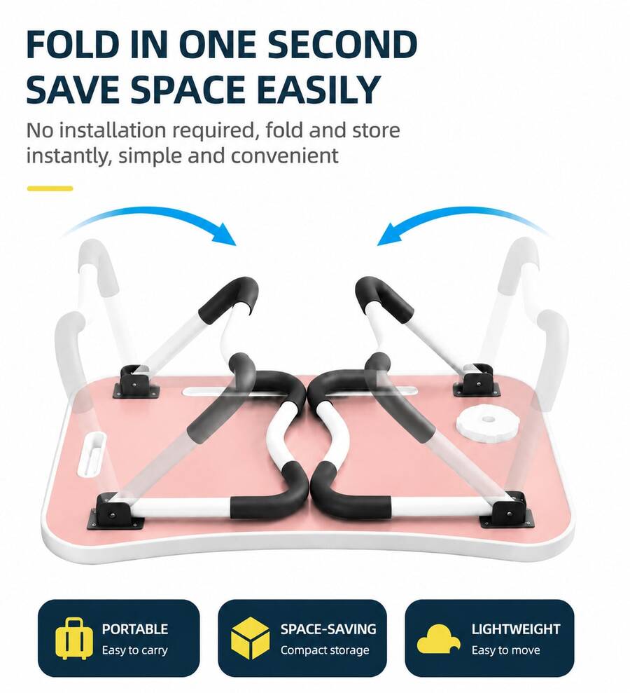 Laptop Bed Desk, Foldable Lap Desk Tray For Bed Sofa & Floor, Portable Folding Table With Tablet Holder & Cup Holder For Writing, Reading, Eating
