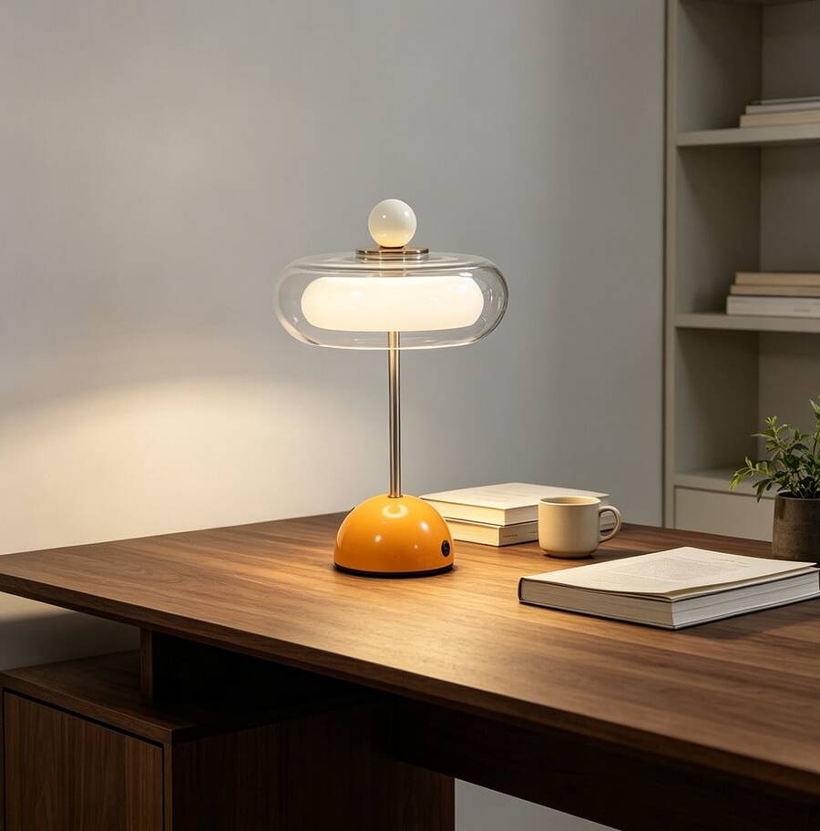 Modern Cloud-Shaped Glass Bedside Lamp, Button Control,Three-Color Lighting Blue/Orange LED Desk Lamp For Bedroom, Living Room, Study , Usb-Powered With No Batteries Required, Bedroom Light Modern Bedside Lamp, Bedroom Lighting