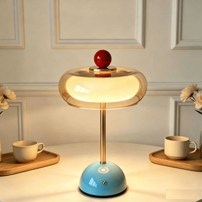 Modern Cloud-Shaped Glass Bedside Lamp, Button Control,Three-Color Lighting Blue/Orange LED Desk Lamp For Bedroom, Living Room, Study , Usb-Powered With No Batteries Required, Bedroom Light Modern Bedside Lamp, Bedroom Lighting