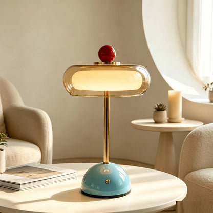 Modern Cloud-Shaped Glass Bedside Lamp, Button Control,Three-Color Lighting Blue/Orange LED Desk Lamp For Bedroom, Living Room, Study , Usb-Powered With No Batteries Required, Bedroom Light Modern Bedside Lamp, Bedroom Lighting