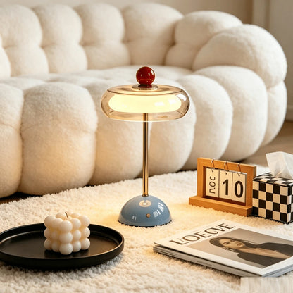 Modern Cloud-Shaped Glass Bedside Lamp, Button Control,Three-Color Lighting Blue/Orange LED Desk Lamp For Bedroom, Living Room, Study , Usb-Powered With No Batteries Required, Bedroom Light Modern Bedside Lamp, Bedroom Lighting