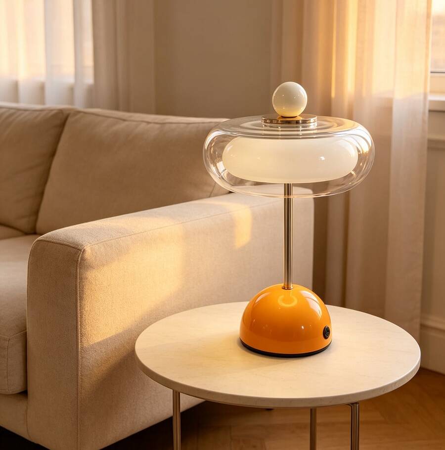 Modern Cloud-Shaped Glass Bedside Lamp, Button Control,Three-Color Lighting Blue/Orange LED Desk Lamp For Bedroom, Living Room, Study , Usb-Powered With No Batteries Required, Bedroom Light Modern Bedside Lamp, Bedroom Lighting